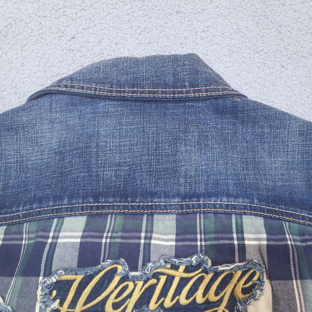 The Heritage America 1776 Denim Distillery Jacket Mens Small Faux Leather Forged